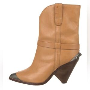 Isabel Marant Lamsy Tan Leather Western Cowboy Boots Size 36